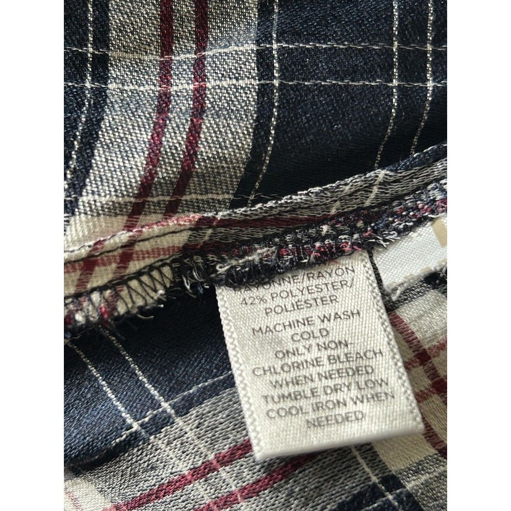 Ann Taylor LOFT Plaid Henley Peasant 3/4 Length Sleeve Blouse Size Small - Picture 7 of 7